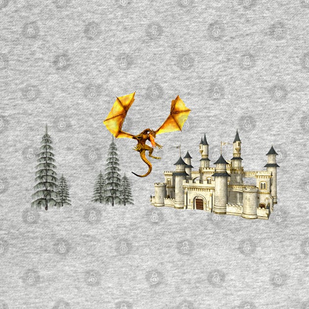 One dragon flying at castle by Made the Cut